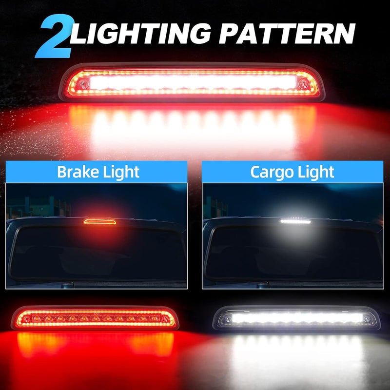 SUPAREE LED Third Brake Light Smoked Lens Fit for 1992 1993 1994 1995 1996 1997 F-ord F150 F250 F350 Super Duty Bronco, 3rd Brake Light Assembly Roof White Cargo Light Red High Mount Lamp - Image 2